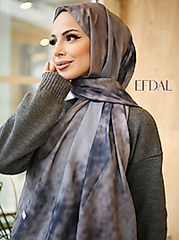 Batik Desen İthal Pamuk Şal GRİ-LACİVERT