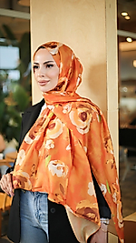 Müjgan Desen Hint Pamuk şal Turuncu