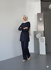 Lacivert Oysho Bel Büzgülü İkili Takım