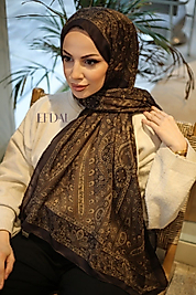 Piraye Desen İthal Pamuk Şal LSİYAH-KAHVE