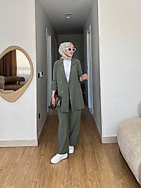 Oversize Ceketli İkili Takım Haki