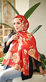 Müjgan Desen Hint Pamuk Şal KIRMIZI