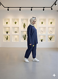 Anka Şalvar Pantolonlu İkili Takım Lacivert