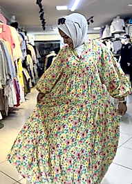 Modal Çiçek Bahçesi Elbise