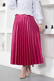 Fuşya Piliseli Etek