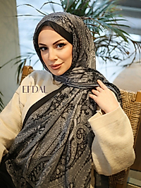 Piraye Desen İthal Pamuk Şal SİYAH