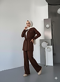 Kahverengi Oysho Bel Büzgülü İkili Takım