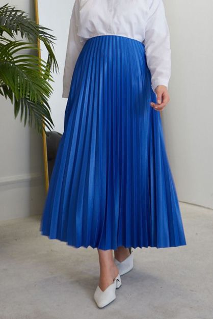 Saks Mavi Piliseli Etek