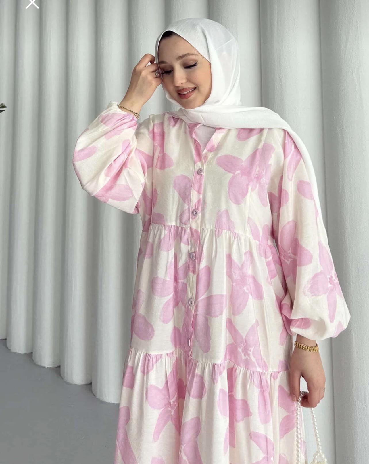 Pembe Lotus Bahar Elbise