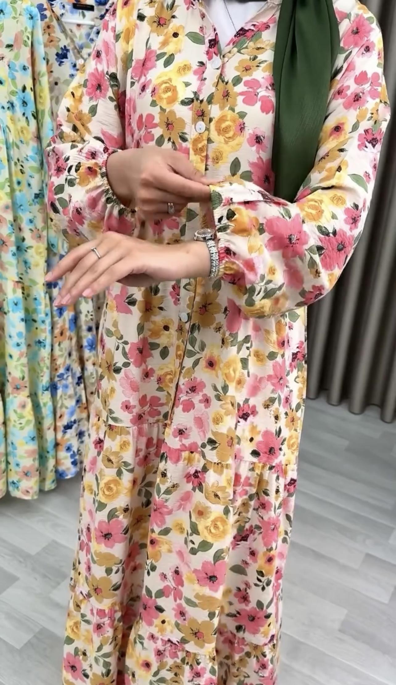 Bahar Çiçekli Elbise Modal