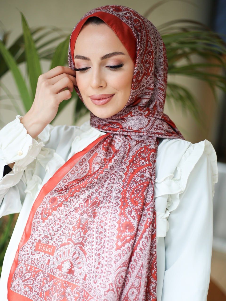 Piraye Desen İthal Pamuk Şal KIRMIZI