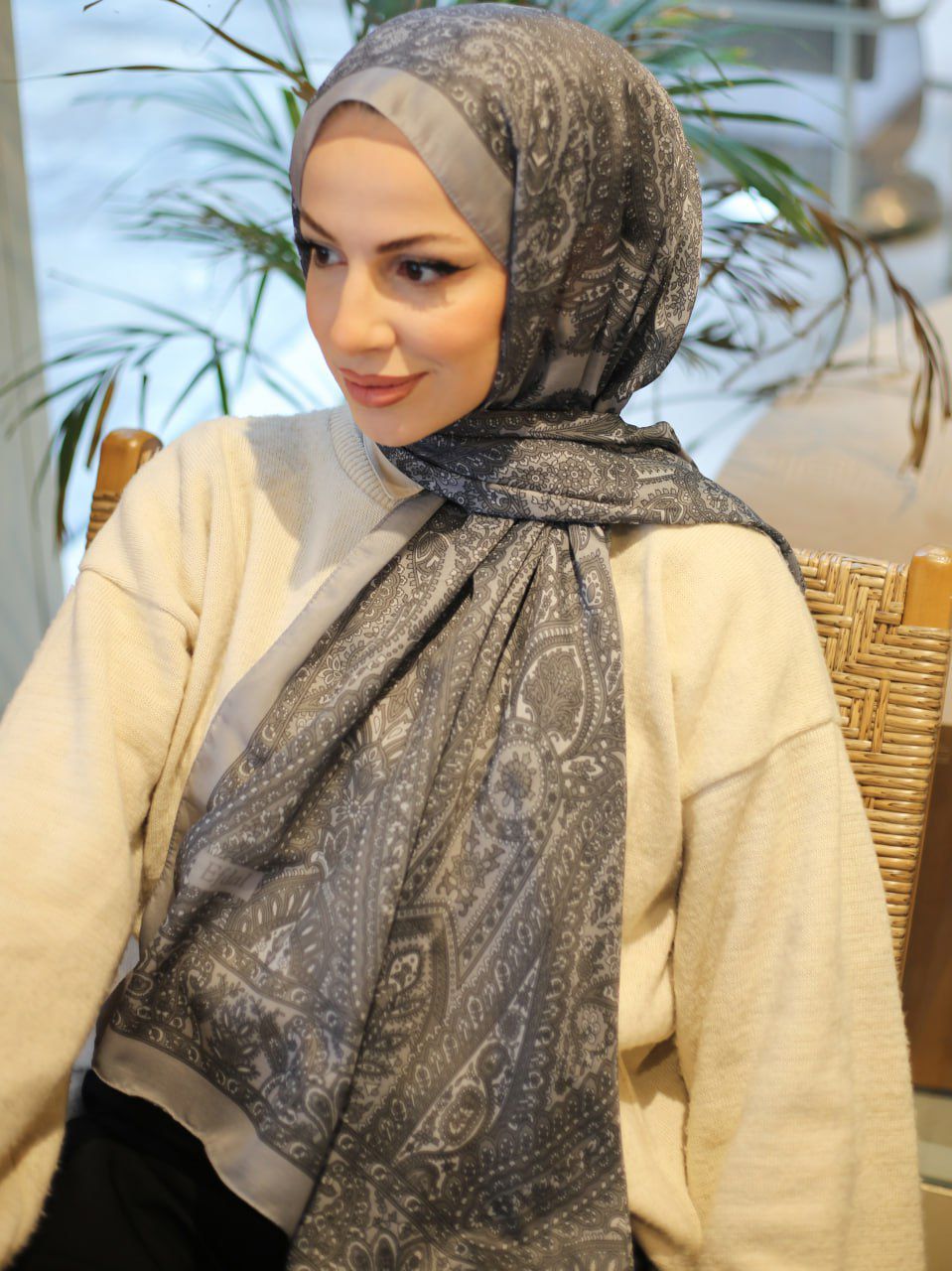 Piraye Desen İthal Pamuk Şal GRİ