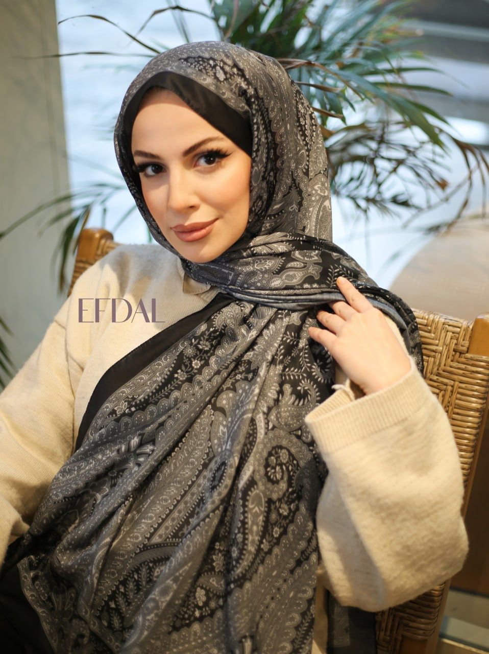 Piraye Desen İthal Pamuk Şal SİYAH