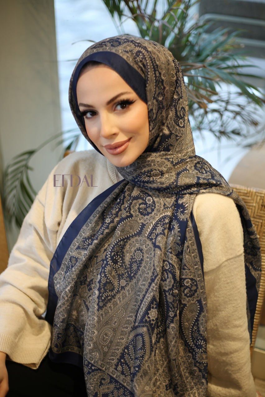 Piraye Desen İthal Pamuk Şal LACİVERT