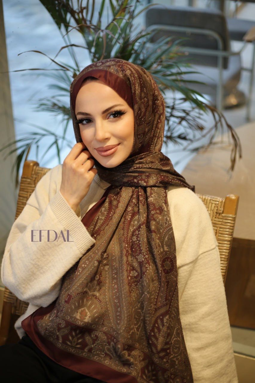 Piraye Desen İthal Pamuk Şal  KAHVE-EKRU