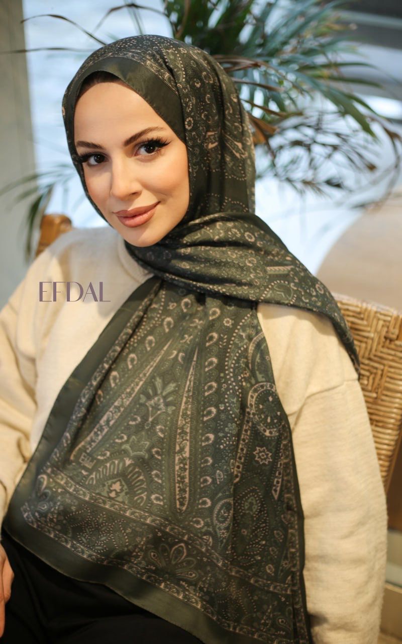 Piraye Desen İthal Pamuk Şal HAKİ