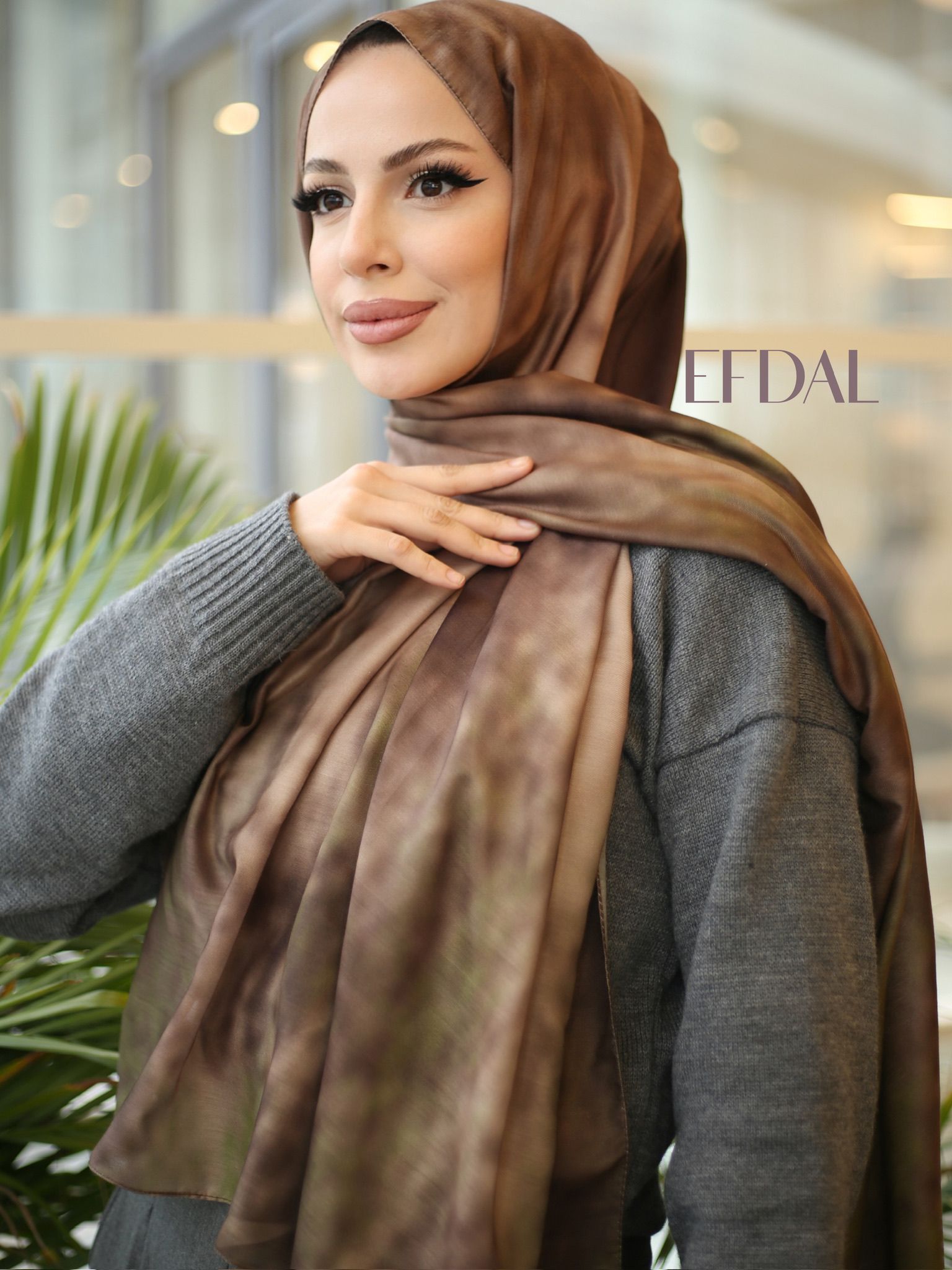 Batik Desen İthal Pamuk Şal KAHVE-VİZON