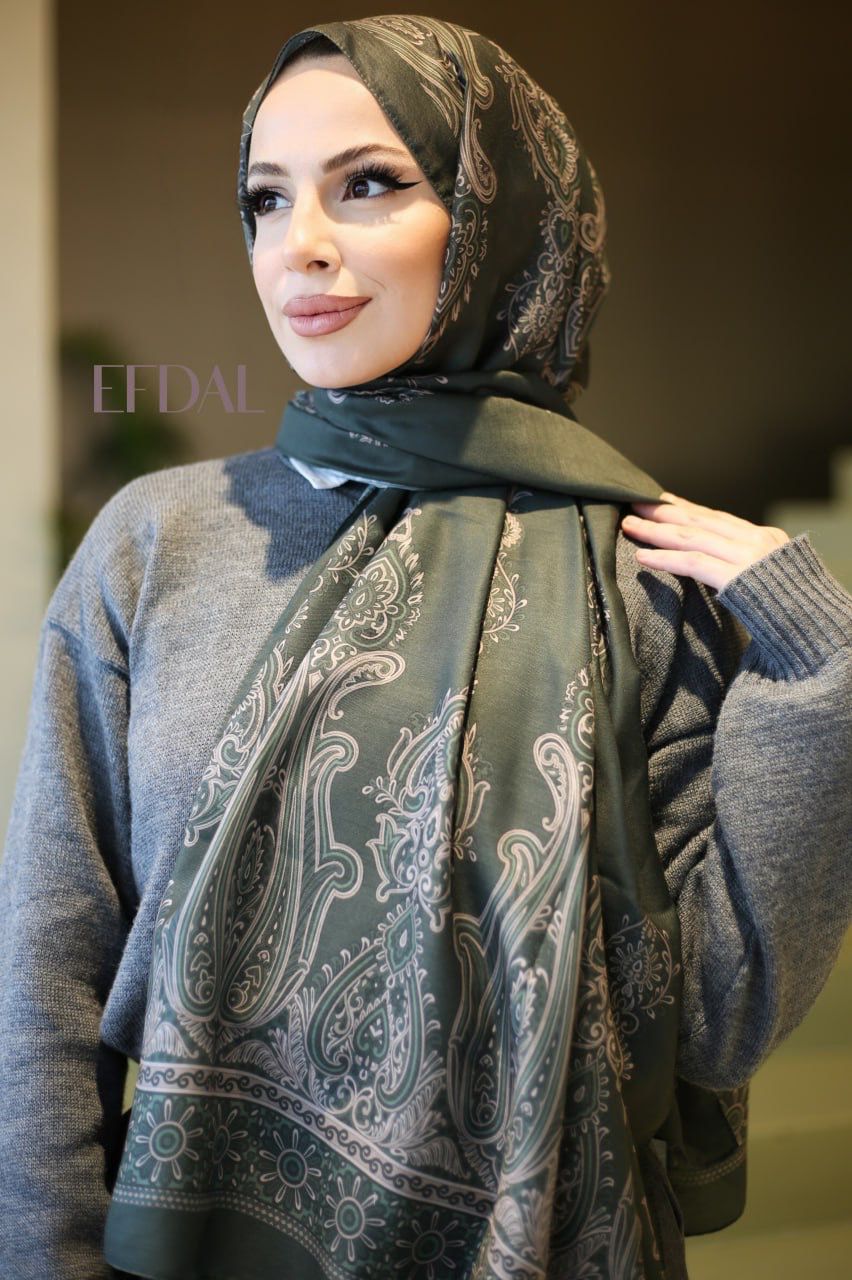 Vera Desen Pamuklu Şal HAKİ