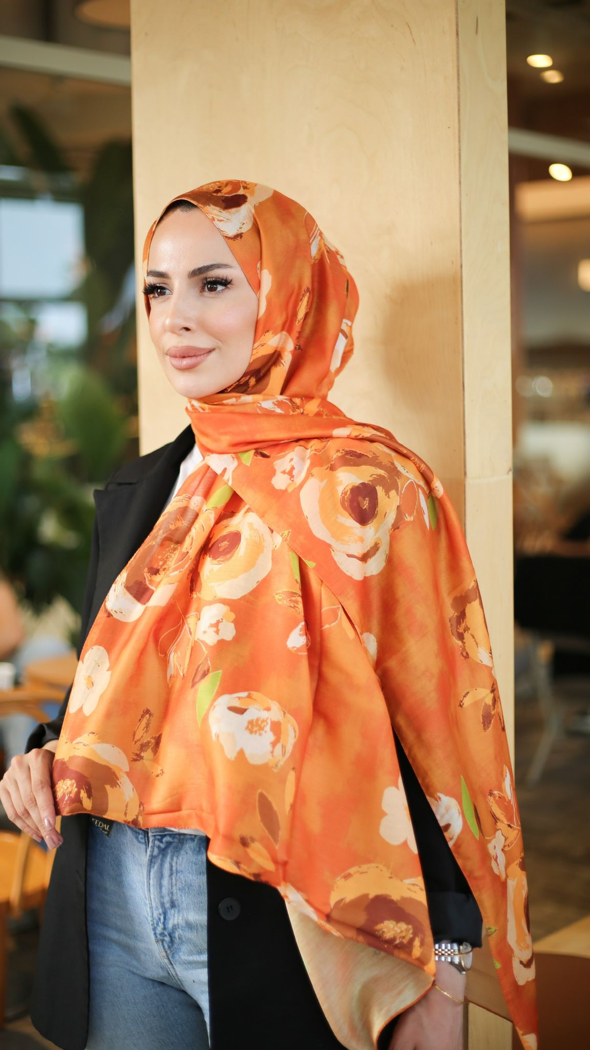 Müjgan Desen Hint Pamuk şal Turuncu