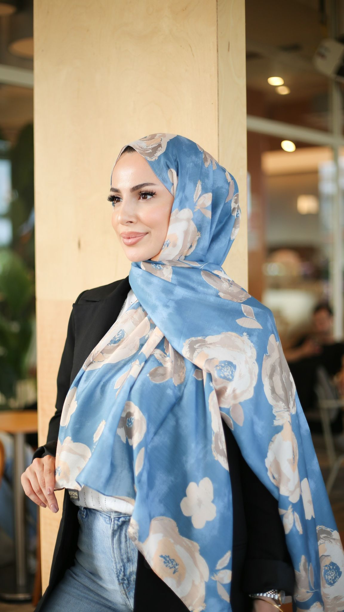 Müjgan Desen Hint Pamuk Şal MAVİ