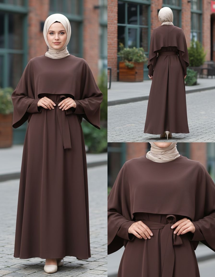 Pelerinli İki Parçalı Elbise